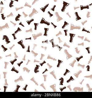 Brown chess pieces seamless pattern with white background. Vector illustration Stock Vector