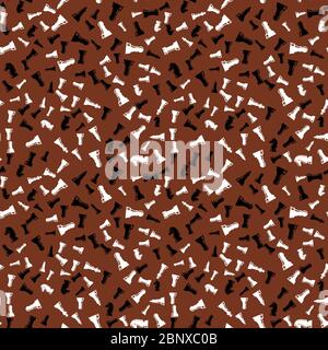 Black and white chess pieces seamless pattern. Vector illustration Stock Vector