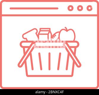 Shopping basket inside website line style icon vector design Stock Vector