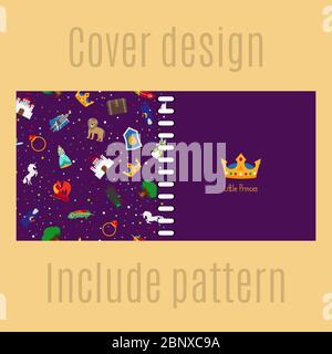 Cover design for print with princess patter. Vector illustration Stock Vector