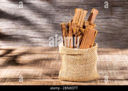 bark of medicinal plant cat's claw, uncaria tomentosa Stock Photo