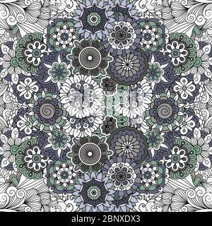 Black and white floral mandala like pattern. Vector illustration Stock Vector