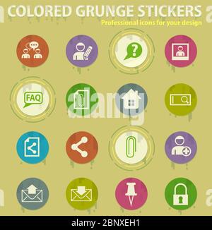 forum interface colored grunge icons Stock Vector