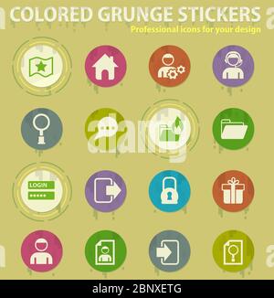 forum interface colored grunge icons Stock Vector