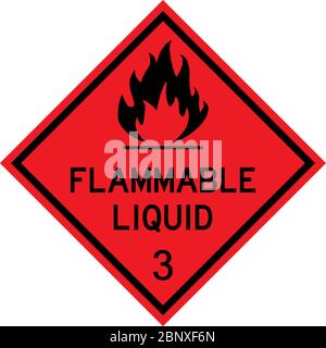 Flammable liquid caution sign. Black on red background. Perfect for backgrounds, backdrop, sticker, label, poster, badge, sign, symbol and wallpapers. Stock Vector
