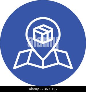 paper map with box delivery service block style Stock Vector
