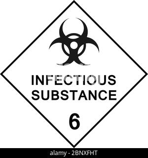 Infectious substances caution sign. Dangerous goods placards class 6. Stock Vector