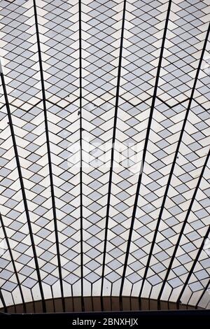 pattern of roof tiles on Sydney opera house, designed by John Utzon in Sydney, Australia Stock Photo
