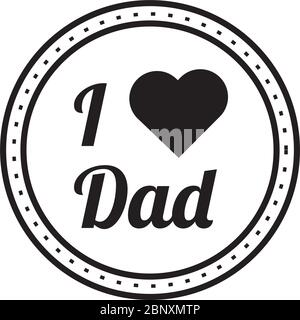 happy fathers day seal with heart line style Stock Vector Image & Art ...