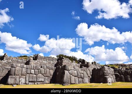 Scenery in Sacsayhuaman an ancient Inca citadel outside the city of Cuzco, Peru Stock Photo