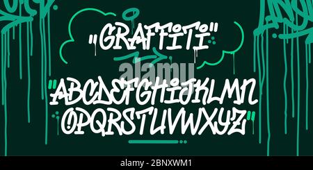 Handwritten Doodle Graffiti Font Alphabet. Vector Abstract Illustration Stock Vector