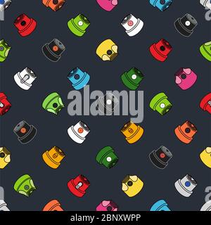 Graffiti Spray Caps Assorted Seamless Pattern. Isolated Vector Illustration Stock Vector
