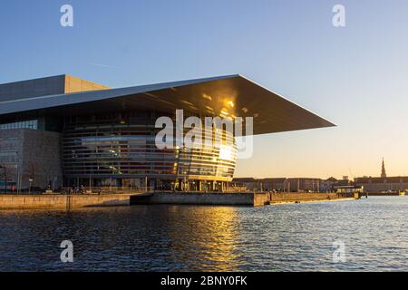 evening light on Danish Royal Opera House, Copenhagen Stock Photo