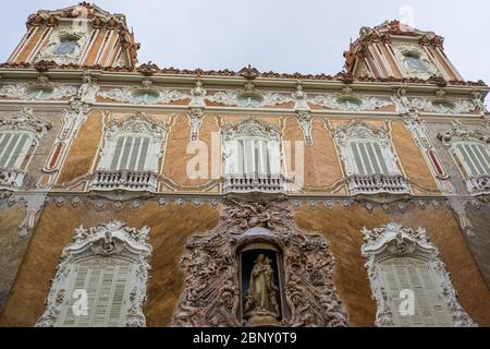 Valencia, Spain: June 13, 2015 - Facade of the 'Marqués de Dos Aguas' palace (Marquis of the two waters). Stock Photo