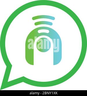 Letter n, Wireless connecting logo icon illustration Stock Vector