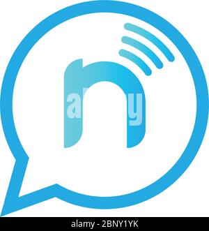 Letter n, Wireless connecting logo icon illustration Stock Vector