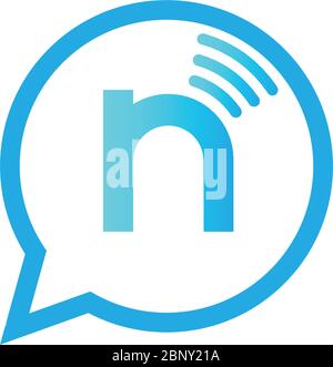 Letter n, Wireless connecting logo icon illustration Stock Vector