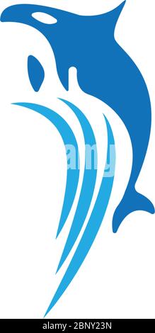 Dolphin Wave logo  icon illustration Stock Vector