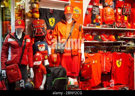 Ferrari merchandise store shop in Rome city centre,Italy Stock Photo