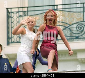 CANNES, FRANCE. May 1997: Pop star Geri Halliwell - Ginger Spice & Emma Bunton - Baby Spice of The Spice Girls at the 50th Cannes Film Festival.  File photo © Paul Smith/Featureflash Stock Photo