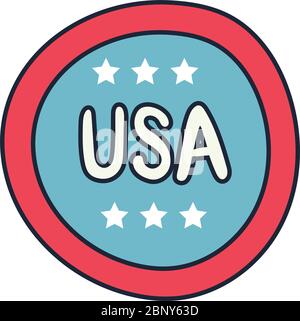 stamp with stars usa independence day line and fill style Stock Vector