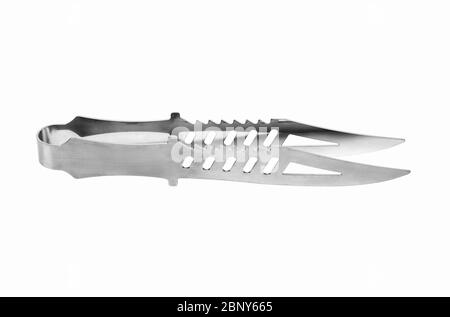Coal tongs isolated on a white background. The shape of a hunting knife. Stock Photo