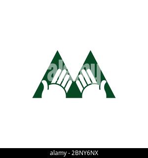 letter m hand greeting gesture logo vector Stock Vector