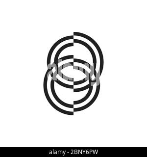 stripes geometric linked circle line logo Stock Vector