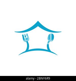 home spoon fork simple restaurant symbol vector Stock Vector