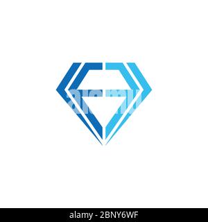 abstract letter ff diamond geometric design symbol vector Stock Vector