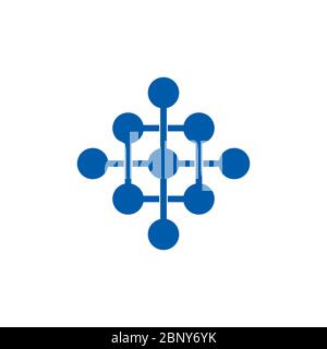 linked dots network overlapping logo vector Stock Vector