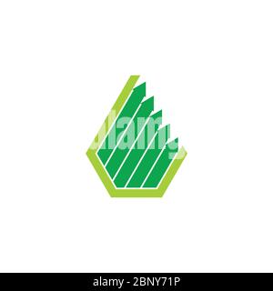 hexagonal arrow up geometric chart symbol logo vector Stock Vector