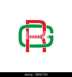 letter gr simple geometric linked overlapping design symbol logo vector Stock Vector