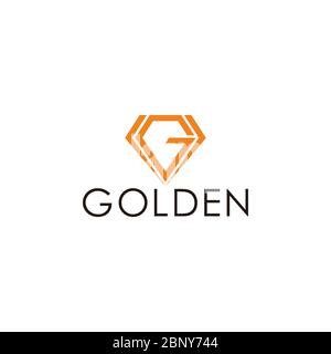abstract letter g golden diamond geometric design symbol logo vector Stock Vector