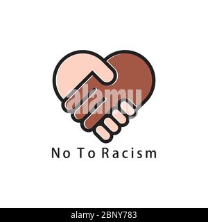 no to racism shake hand geometric design vector Stock Vector