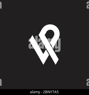 letter vp simple linked overlapping lines symbol logo vector Stock Vector