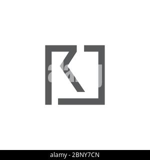 letter rj simple geometric square design symbol logo vector Stock Vector
