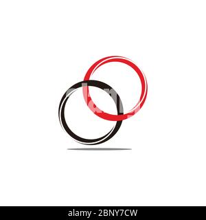 linked 3d shadow rings symbol decoration logo vector Stock Vector