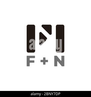 abstract letter f n geometric negative space symbol logo vector Stock Vector