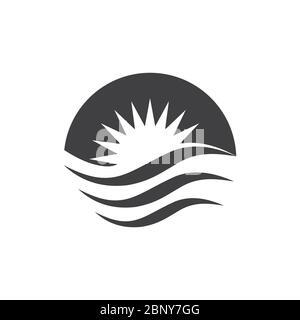 sun waves simple flat silhouette logo vector Stock Vector