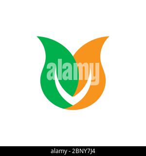 linked leaf geometric logo vector Stock Vector