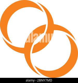 linked circle 3d ring flat symbol logo vector Stock Vector