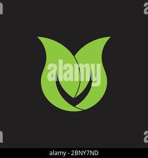 letter v linked leaf shape monogram geometric logo vector Stock Vector