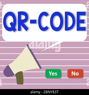Handwriting text Qr Code. Conceptual photo the trademark for a type of matrix barcode A machinereadable code Selection Button Green Yes and Red No wit Stock Photo