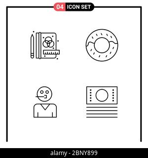 Pack of 4 creative Filledline Flat Colors of creative, supporter, donut, people, ecommerce Editable Vector Design Elements Stock Vector