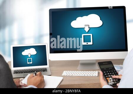 LIVE STREAMING Backup Download Computing Digital Data transferring , STREAMING Download Backup Stock Photo