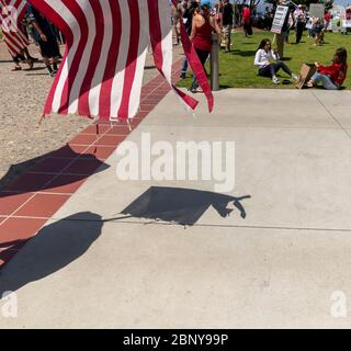 San Diego, California, USA. 16th May, 2020. Protesters at the county administration building in San Diego demonstrate against the restrictions imposed by state and local governments to combat the spread of novel coronavirus. Credit: David Barak/ZUMA Wire/Alamy Live News Stock Photo