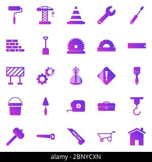 Construction gradient icons on white background, stock vector Stock Vector