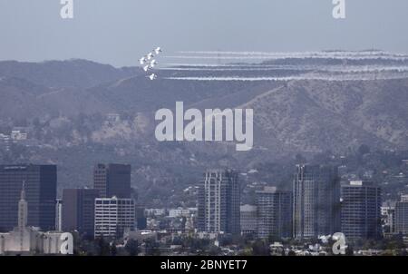 Los Angeles, USA. 17th May, 2020. United States Air Force Thunderbirds fly over to honor frontline COVID-19 responders and essential workers in south California May 15, 2020. Credit: Xinhua/Alamy Live News Stock Photo