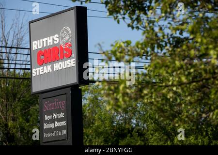 A logo sign outside of a Ruth's Chris Steak House restaurant location in King of Prussia, Pennsylvania on May 4, 2020. Stock Photo